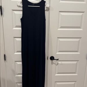 J Jill Wearever Sleeveless Vneck Maxi Dress Navy Blue Size Small